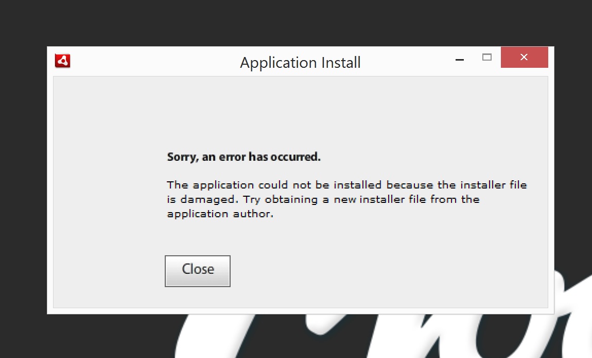 Adobe Air Installer Damaged